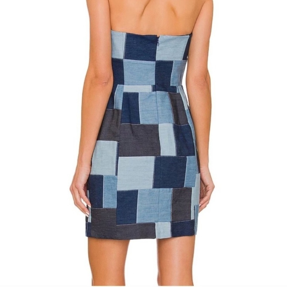 Amanda Uprichard Patchwork Strapless Denim Dress … - image 2